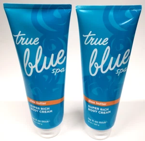RARE! Set of 2 Bath & Body Works TRUE BLUE SPA SHEA BUTTER Lay it on Thick Cream - Picture 1 of 6