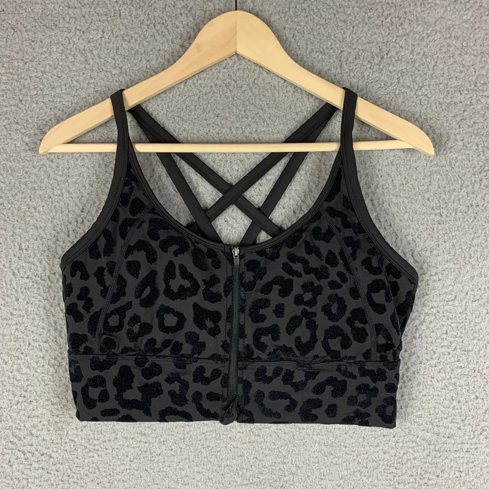 Sujetador deportivo Balance Athletica grande terciopelo negro pantera cremallera espalda cruzada Mobwife Foto 1 de 4