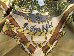 Vintage Roger L Paris Lg. Sq. Scarf Eiffel Tower & Historic Sites Souvenir Italy - Picture 1 of 12
