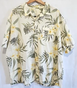 American Eagle Mens Button Up Size XXL Yellow Green Floral Hawaiian Shirt Beachy - Picture 1 of 8