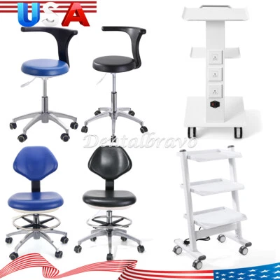 Three Layer Dental Trolley Mobile Instrument Car with Socket /Doctor Stool - Image 1 of 4