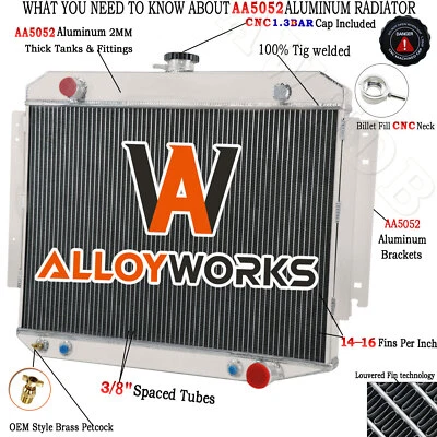 3 Row Aluminum Radiator For 1970-1979 Dodge D100 D200 D300 W150 W200 Pickup - Image 1 of 4