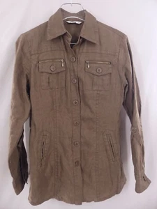 Cabi Small Jacket Linen Safari Utility Shacket Grunge Vintage Wash Military - Picture 1 of 7