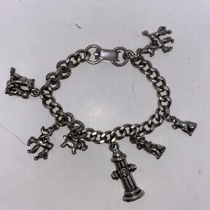 Charm Bracelet Silver Tone Dog Themed Charms - 7" B7C - Picture 1 of 4