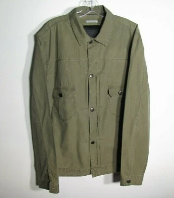Madison Supply Army 绿色军事风格工作衬衫夹克金属纽扣尺寸 XL — 第 1/4 张图片