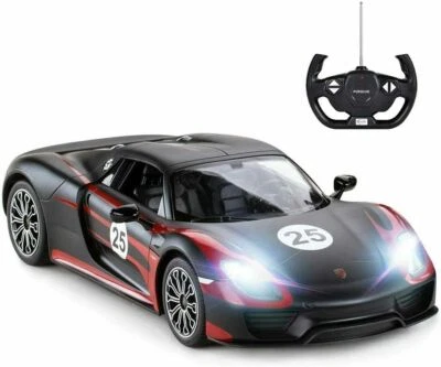 Porsche RC Car, 1:14 Porsche 918 Spyder RC Car | Porsche Toy Car For Kids (Black - Image 1 of 4