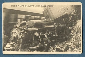 280 Postcard Maine Central Railroad #318 Train Wreck 7/24 1907 Bangor Me MEC RR - Picture 1 of 2