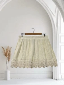 Copper Key Women’s Mini Skirt Size XL Ivory Crochet Trim Boho Feminine Chic NWT - Picture 1 of 20