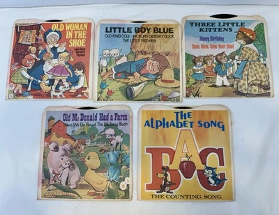 Set Of 5 Vintage Vinyl Tunes For Tots Storybook Records-See Pictures For Titles - Image 1 of 4