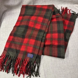Vintage Red Green Flannel Pendleton 100% Virgin Wool Blanket 52 X 66 Stadium USA - Picture 1 of 6