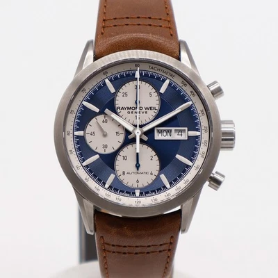 Raymond Weil Freelancer Cronógrafo Azul 42mm Acero 7732-TIC-50421 Cuero Foto 1 de 4