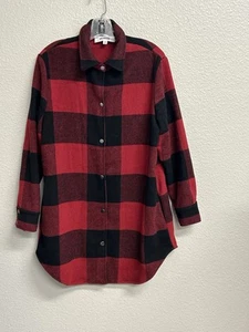 BB Dakota By Steve Madden Plaid Shacket Size Medium Red Black - Picture 1 of 11