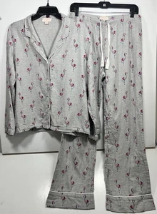 Pijama Love By Gap Gris Navidad Flamenco Mujer Talla Mediana Algodón Invierno - Imagen 1 de 10