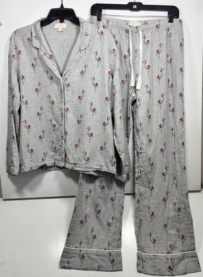 Pijama Love By Gap Gris Navidad Flamenco Mujer Talla Mediana Algodón Invierno Foto 1 de 4