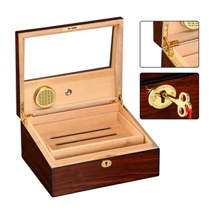 Caja de cigarros de madera de cedro humidificador de cigarros 50 cuentas con humidificador higrómetro - Imagen 1 de 7