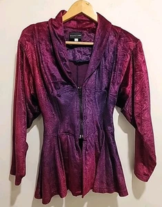 Michelle Lamy Damen Jacke 2 Samt Lila Korsett Reißverschluss Witchy Goth Punk Y2K Vintage - Bild 1 von 9