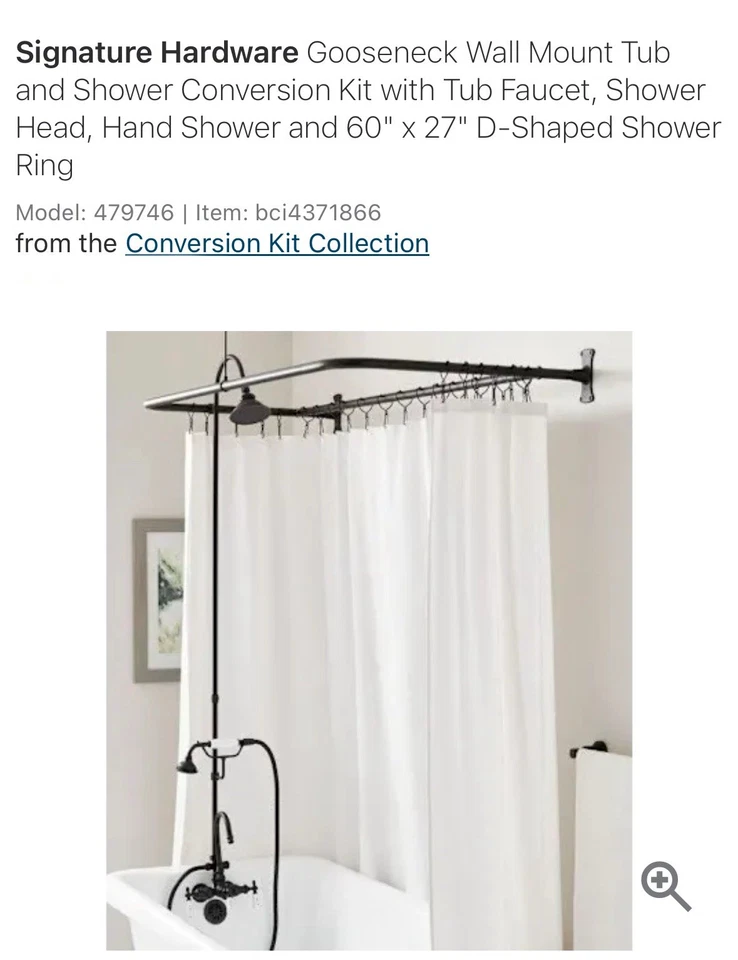 Kit de conversão de banheira e chuveiro Signature Hardware 479746 pescoço de ganso - Imagem 1 de 1