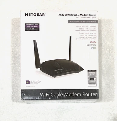 NETGEAR Cable Modem WiFi Router C6220, Comptible WAll Cable Providers,Sealed Box - Image 1 of 4