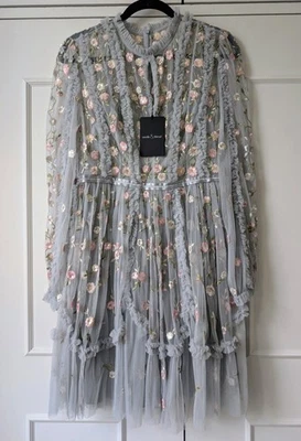 BNWT Needle & Thread Wallflower Embroidered Ice Blue Tulle Dress UK 12 RRP £360 - Image 1 of 4