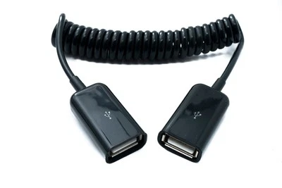 SYSTEM-S Câble USB 2.0 80 cm Type A Femelle vers Femelle Spirale Extensible en - Photo 1/4