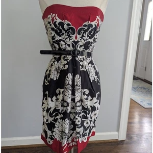 NEU White House Black Market 8 trägerloses Damenkleid rot schwarz Cocktail - Bild 1 von 6