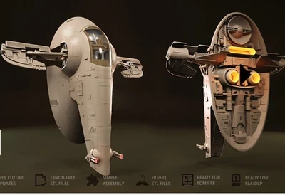 Star Wars Boba Fetts Slave 1 25" Model Kit W Base 1/32 Full Interior 3d Mod - Image 1 of 3