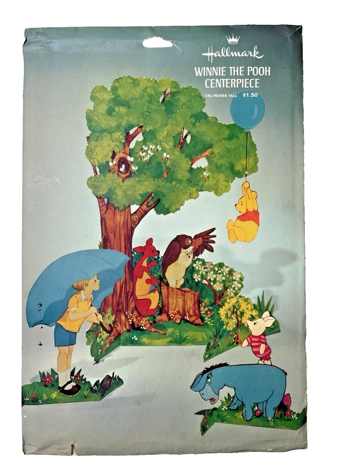 Vtg Hallmark Disney Winnie The Pooh Cardboard Centerpiece Decorations New Unused - Image 1 of 4