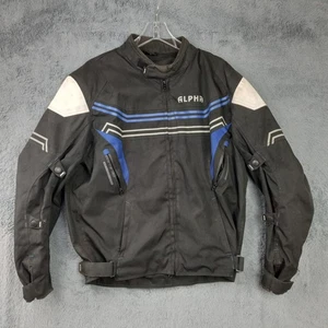 Alpha Men's Motorcycle Jacket Armored Waterproof Vents Pockets Size Large Black - Picture 1 of 22