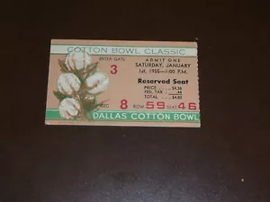 1955 COTTON BOWL TICKET STUB GEORGIA TECH VS ARKANSAS - Bild 1 von 1