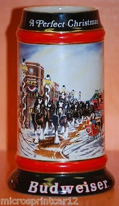 1992 "A Perfect Christmas" Budweiser Collectors Series Stein - Picture 1 of 5