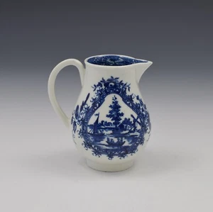 First Period Worcester Porcelain Cream / Milk Jug Landscape Pattern Rare Variant - Picture 1 of 9