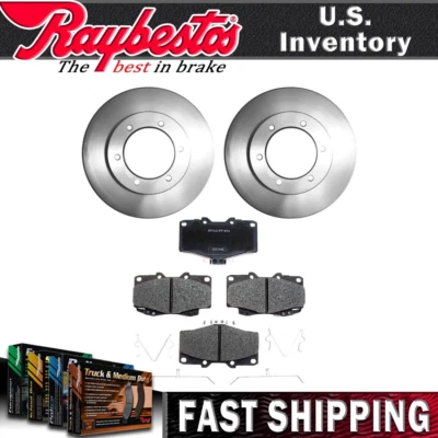 Rotores de freno delanteros pastillas de freno de cerámica con herrajes para camioneta Toyota 1989-1995 Foto 1 de 4