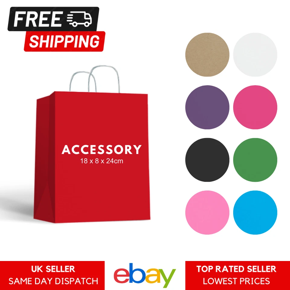 Coloured Paper Party Bags Gift Bag With Handles Birthday Loot Bag Recyclable  - Image 1 of 1