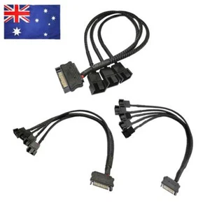 PC 1 to 3 4 5 4-Pin Cooling Fan Hub Splitter Cable 12V SATA Power Supply Adapter - Afbeelding 1 van 21