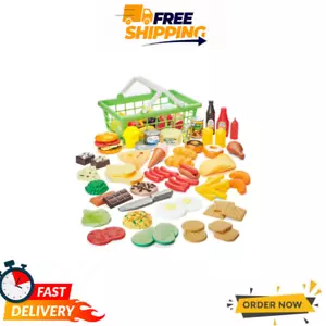 Kid Connection Play Food Basket, 100 Pieces – Colorful Toddler Toys for Pretend - Picture 1 of 7
