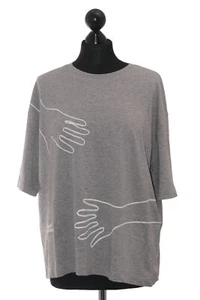 Closed Damen T-Shirt S grau hellgrau Motiv Rundhals Kurzarm Jersey Baumwolle NEU - Picture 1 of 6