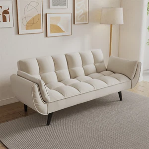 57'' Convertible Sleeper Sofa Bed Velvet Loveseat Sofa 2 Seater Sofa Couch - Picture 1 of 82