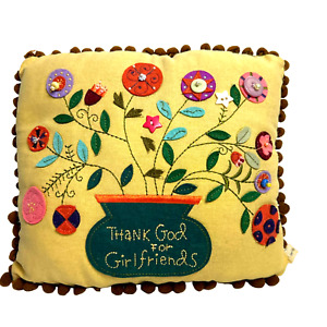 Thank God For Girlfriends Pillow Linen Felt Natural Life Christian BFF Gift Girl