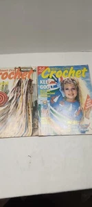 Vintage Woman's Circle Crochet Lot of 2 Magazine's. Afghan, pillows, Sweaters, - Picture 1 of 2