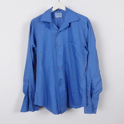 Camisa de vestir grande vintage años 60 para hombre azul Hampshire House Van Heusen manga larga Foto 1 de 4