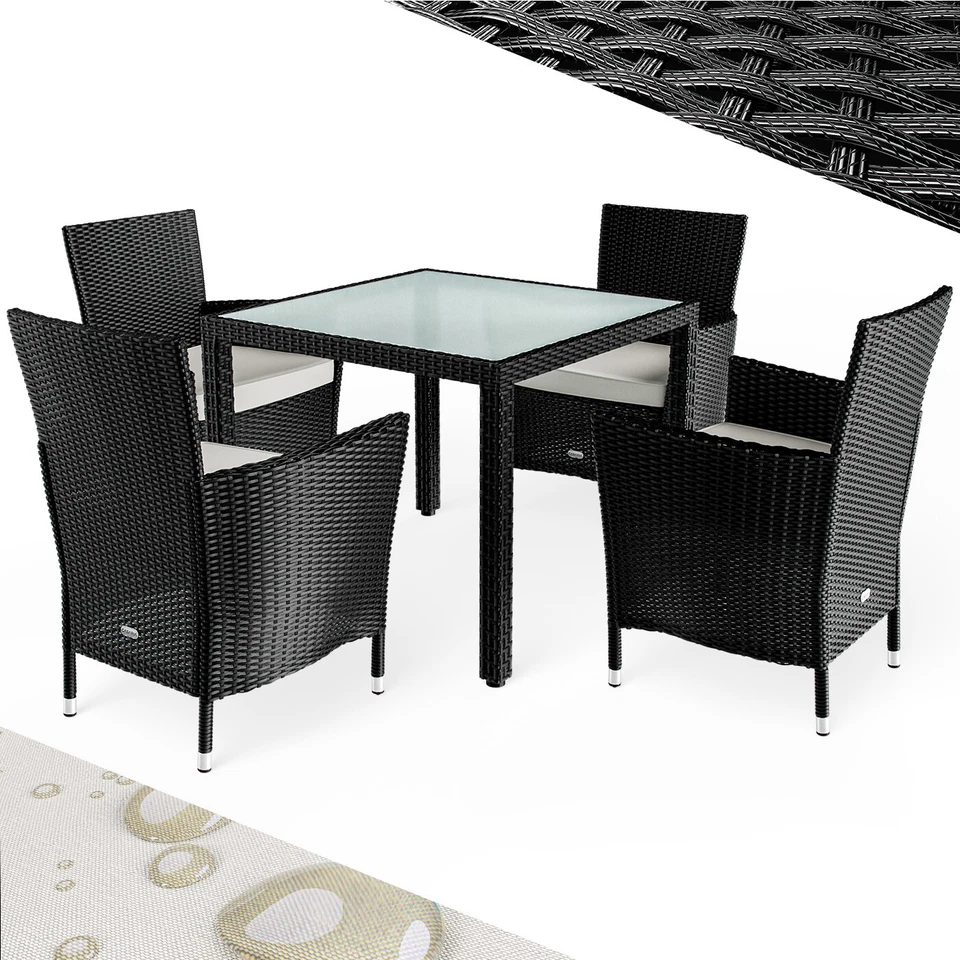 CASARIA® Gartenmöbel Set Polyrattan Sitzgruppe Essgruppe Garten Tisch 4 Stühle - Bild 1 von 4