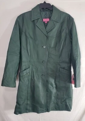*Vintage Excelled Collection Women's XL Green Button Leather Jacket Coat New Tag - Image 1 of 4