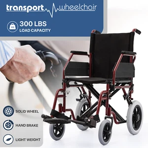 ALL-TERRAIN 4-Wheel Foldable Transport Wheelchair Swing-Away Detachable Footrest - Picture 1 of 9