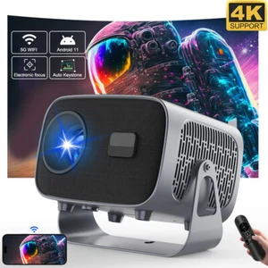 5G WiFi Smart Projector Bluetooth IOS Android 4K Movie Projector & HDMI Cable - Picture 1 of 24