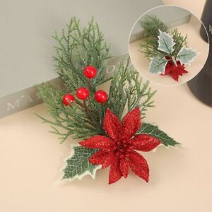 2pcs Pine Needle Artificial Red Berry  Christmas Day