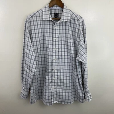 Camisa JOS A BANK sin arrugas para hombre XL blanca y negra a cuadros manga larga botón Foto 1 de 4