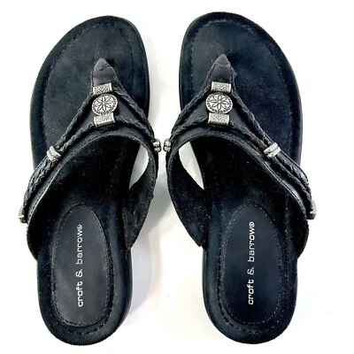 Sandalias Croft and Barrow para mujer plateadas negras con cuentas talla 6 extensiones tanga boho Foto 1 de 4