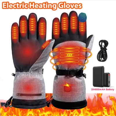 Heated Gloves Electric Rechargeable Battery Hand Warm Windproof Thermal Winter - Image 1 of 4