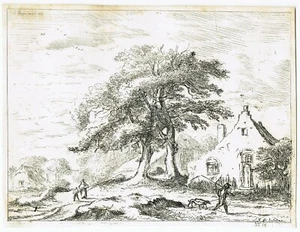 J.Ruysdael del. Radierung n. Ruysdael Zeichnung S.W.fec. A'dam Nagler Monos1460  - Bild 1 von 3