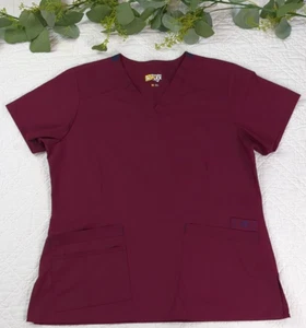 Neu ohne Etikett Wonder Flex Damen weinrot Kurzarm Scrubs Top Größe M Verity - Bild 1 von 13